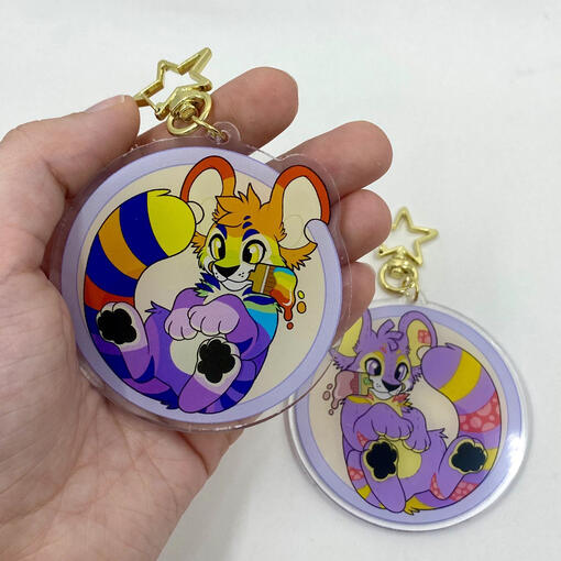 Rainbow/Plushie Kougra Acrylic Keychain