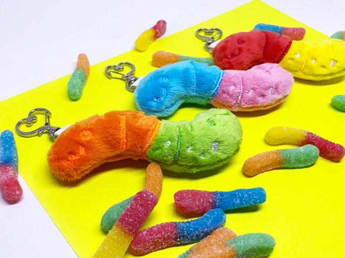 Sour Gummy Worm Keychains