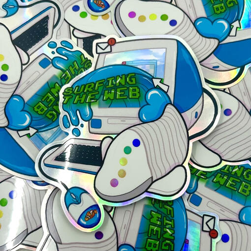 Surfing the web vinyl sticker