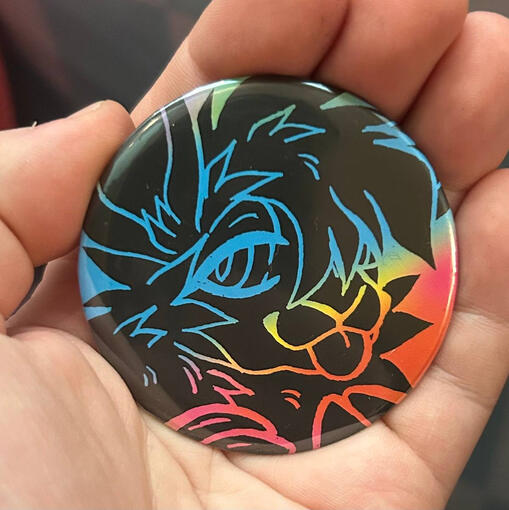 Rainbow scratch button commissions